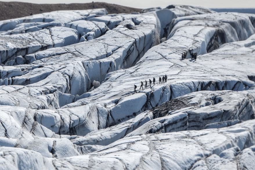 Hiking on Vatnajökull glacier