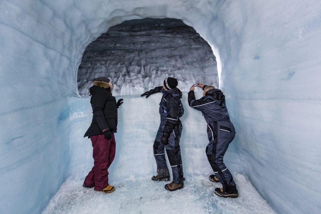 Explore an ice cave and a lava cave on a glacier tour in Iceland.