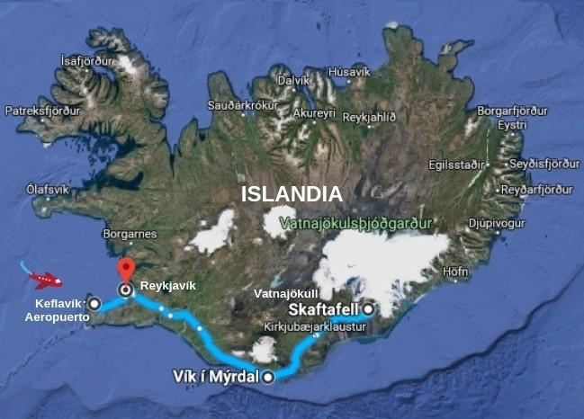 Ruta de 4 días en el sur de Islandia hasta el glaciar Vatnajokull con el coche alquilado.
