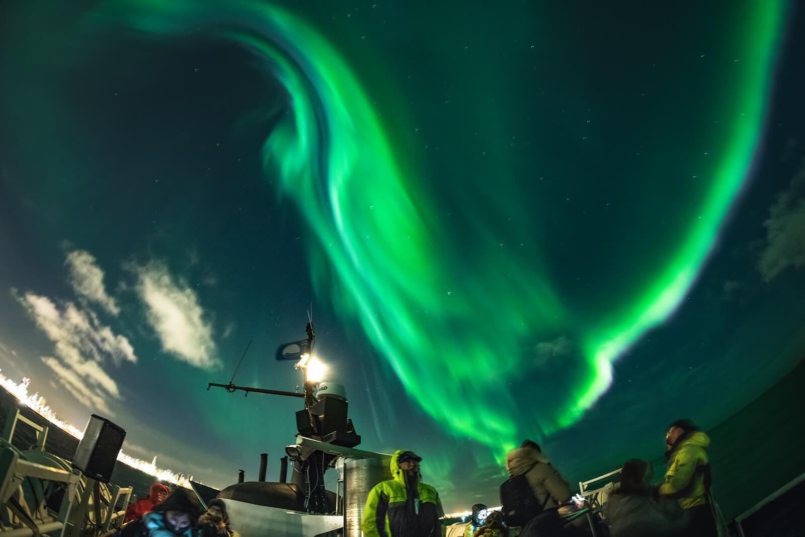 Auroras boreales desde barco