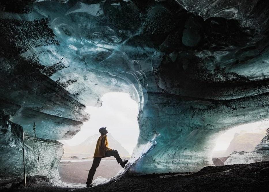 Ice cave under the volcano