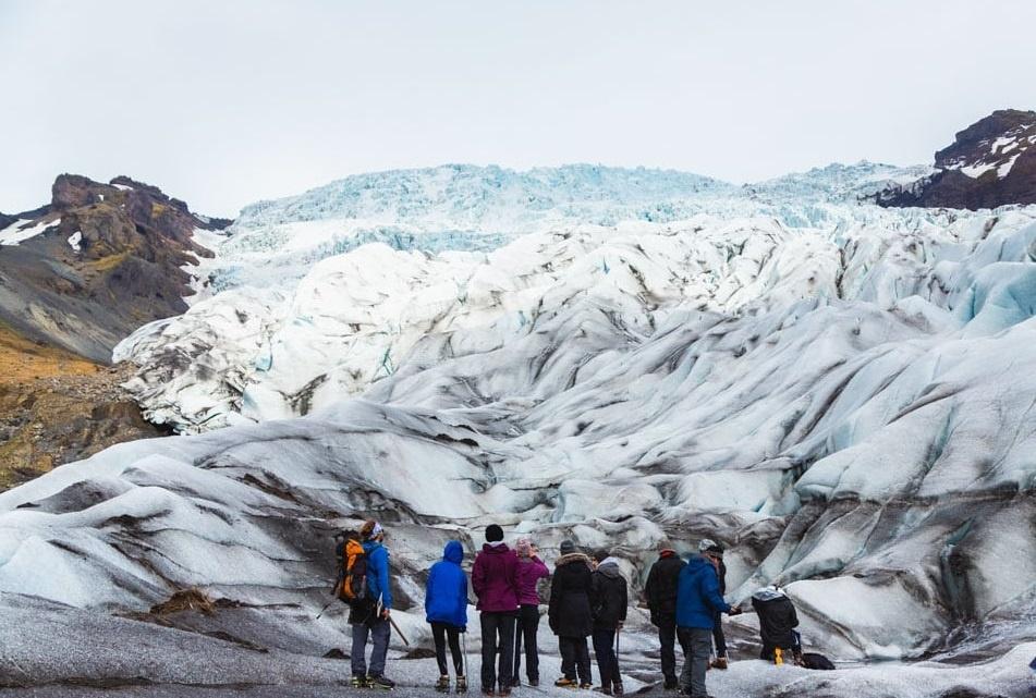 Excursion on the glacier Vatnajokull in Icelnad
