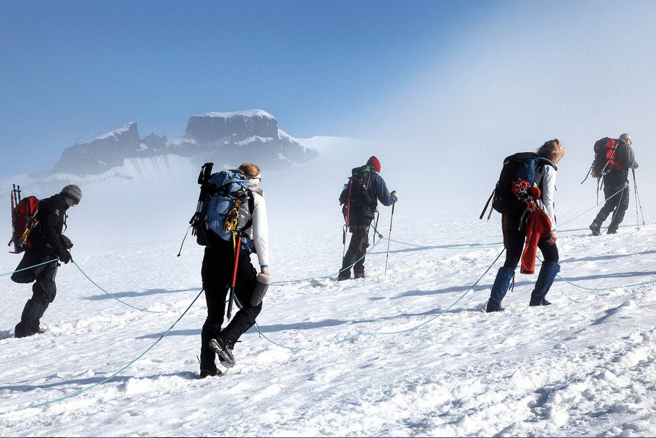 Hiking to the summit of the highest mountain