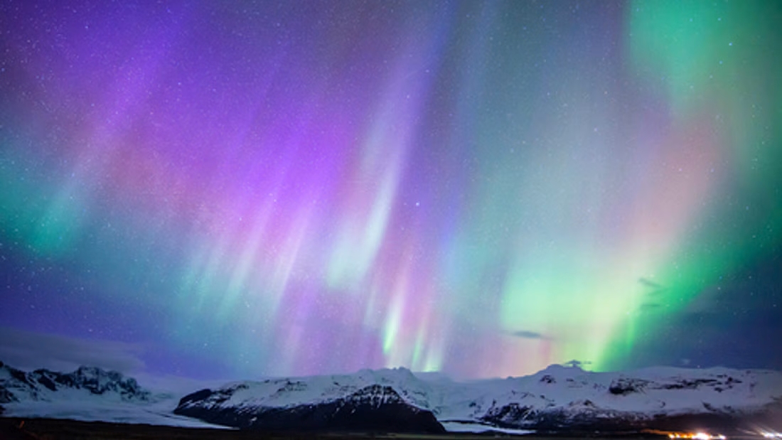 auroras boreales colores islandia invierno costa sur