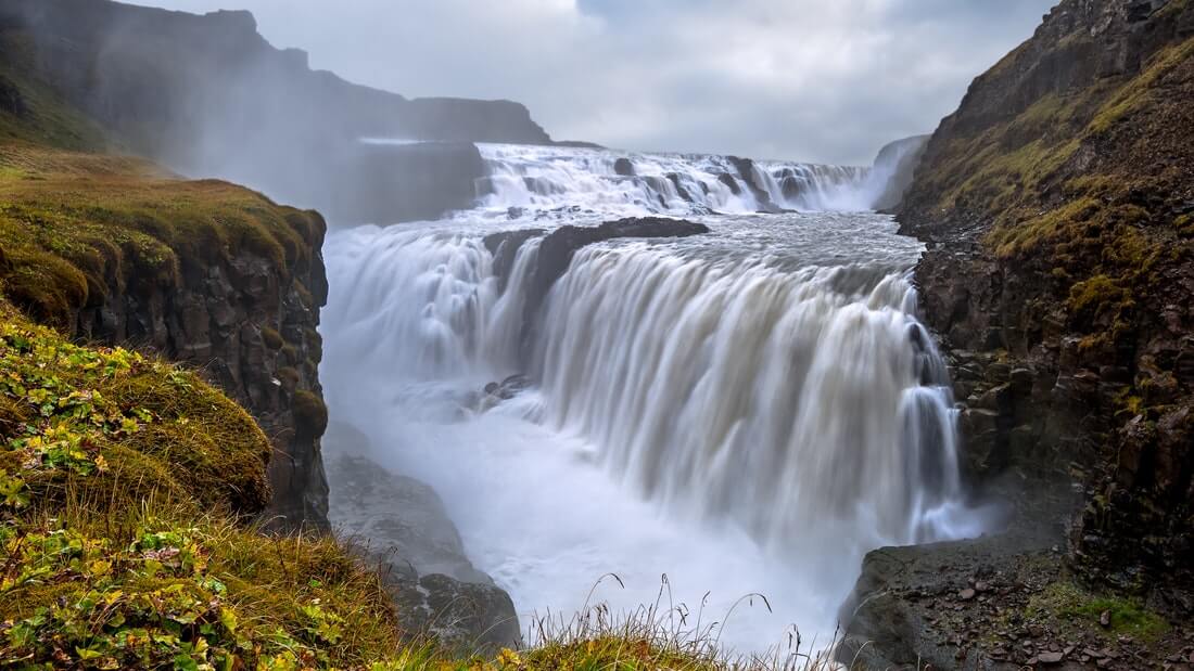 Cascada Gullfoss en Islandia, Círculo Dorado