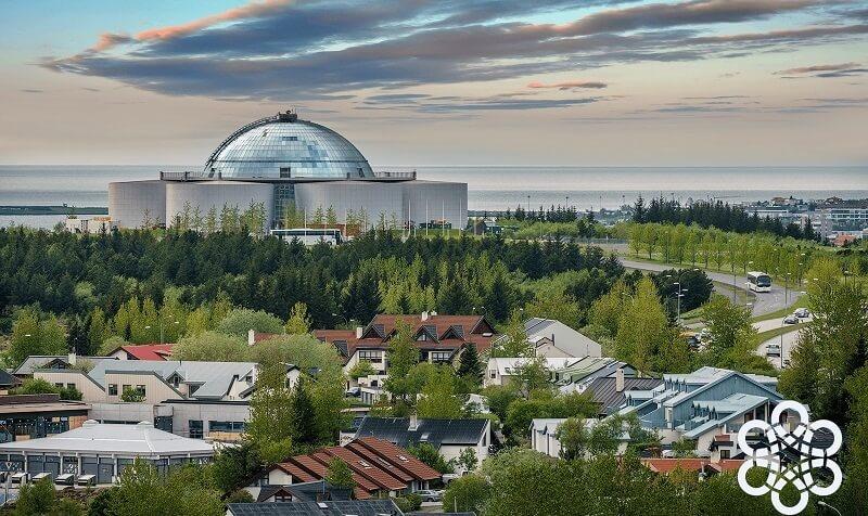 The best view of the Perlan Museum in Reykjavik, Iceland