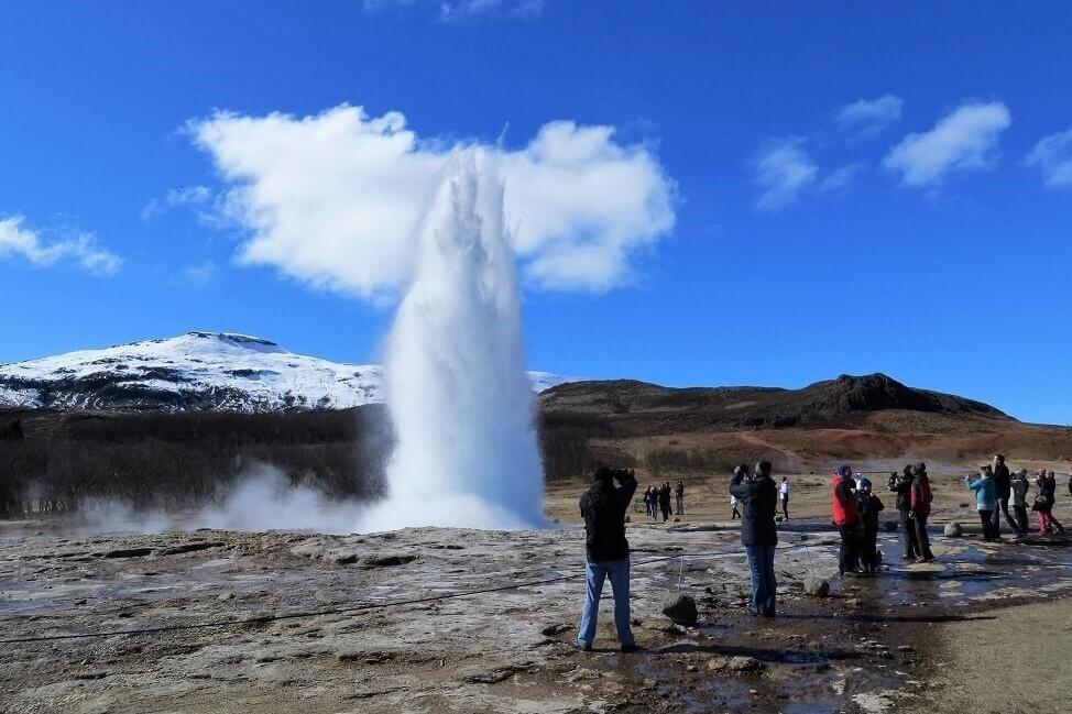 Strokkur geyser eruption, Golden Circle of Iceland