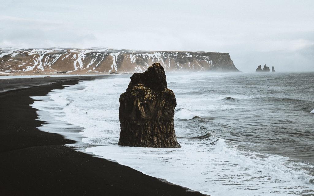 Sea stacks off the black sand beaches of Iceland's South Coast