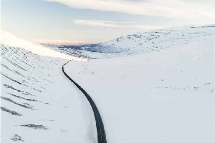 Carreteras nevadas en Islandia