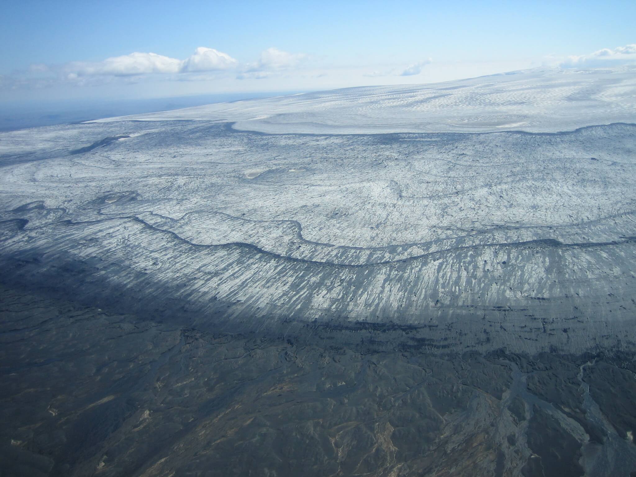 Vista aérea de Islandia desde el vuelo