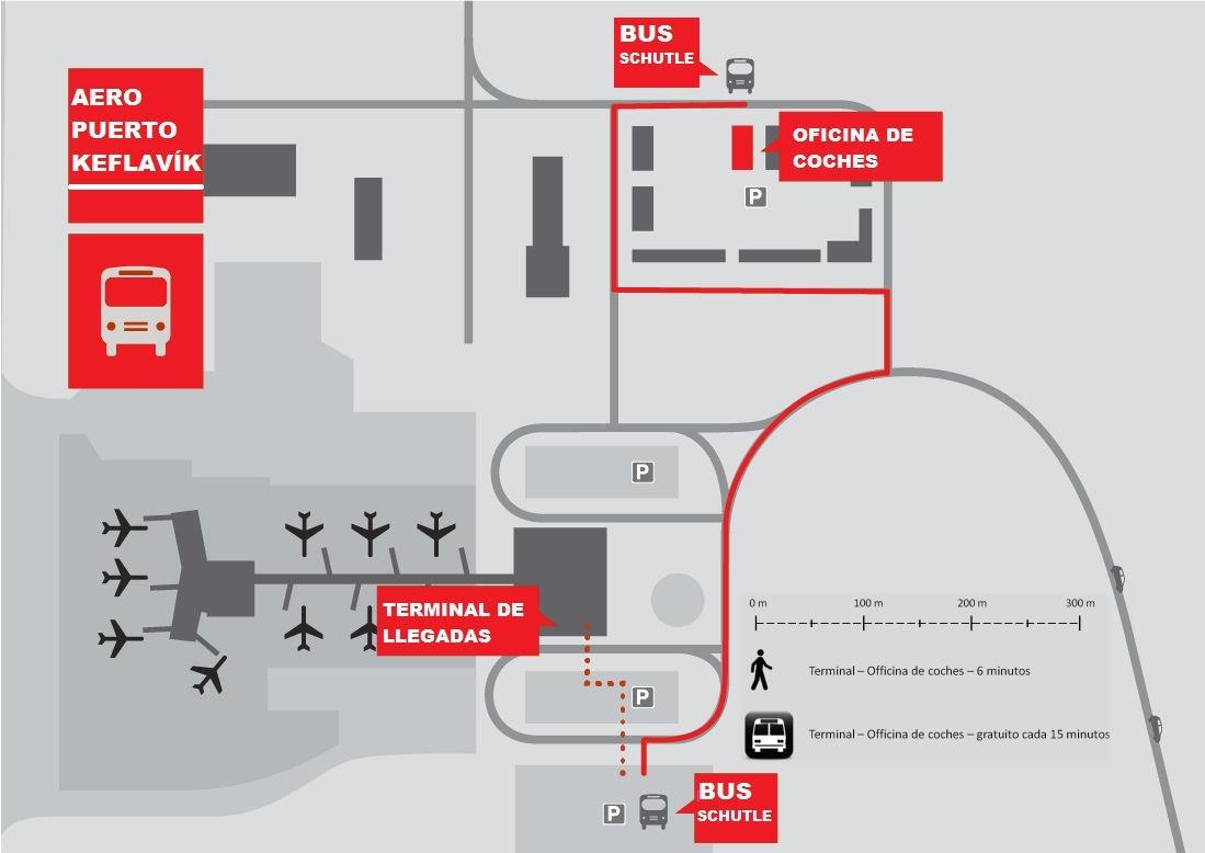 Mapa de la oficina de recogida del coche de alquiler en Islandia.