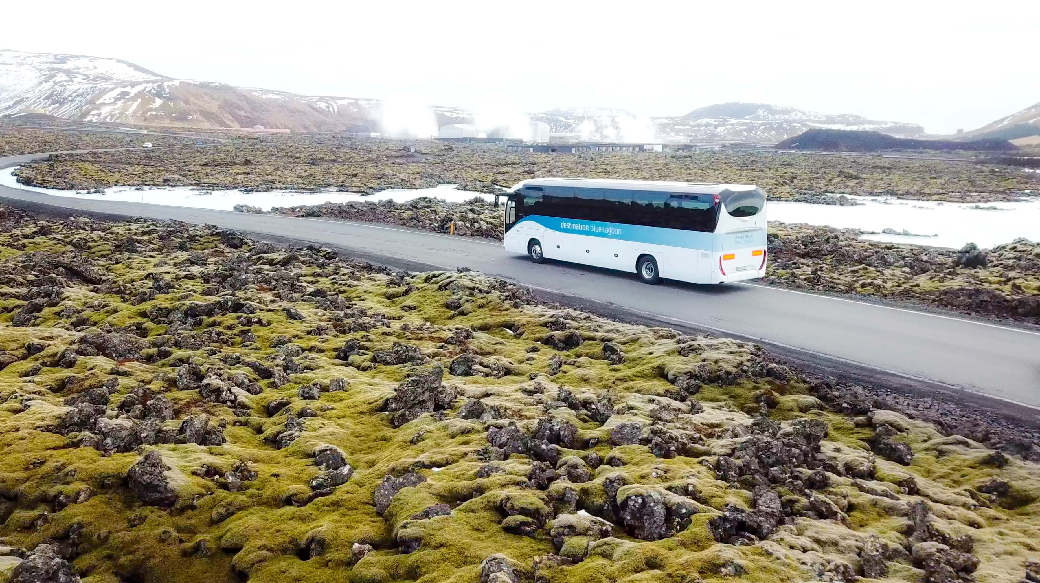 Bus to the Blue Lagoon in Iceland