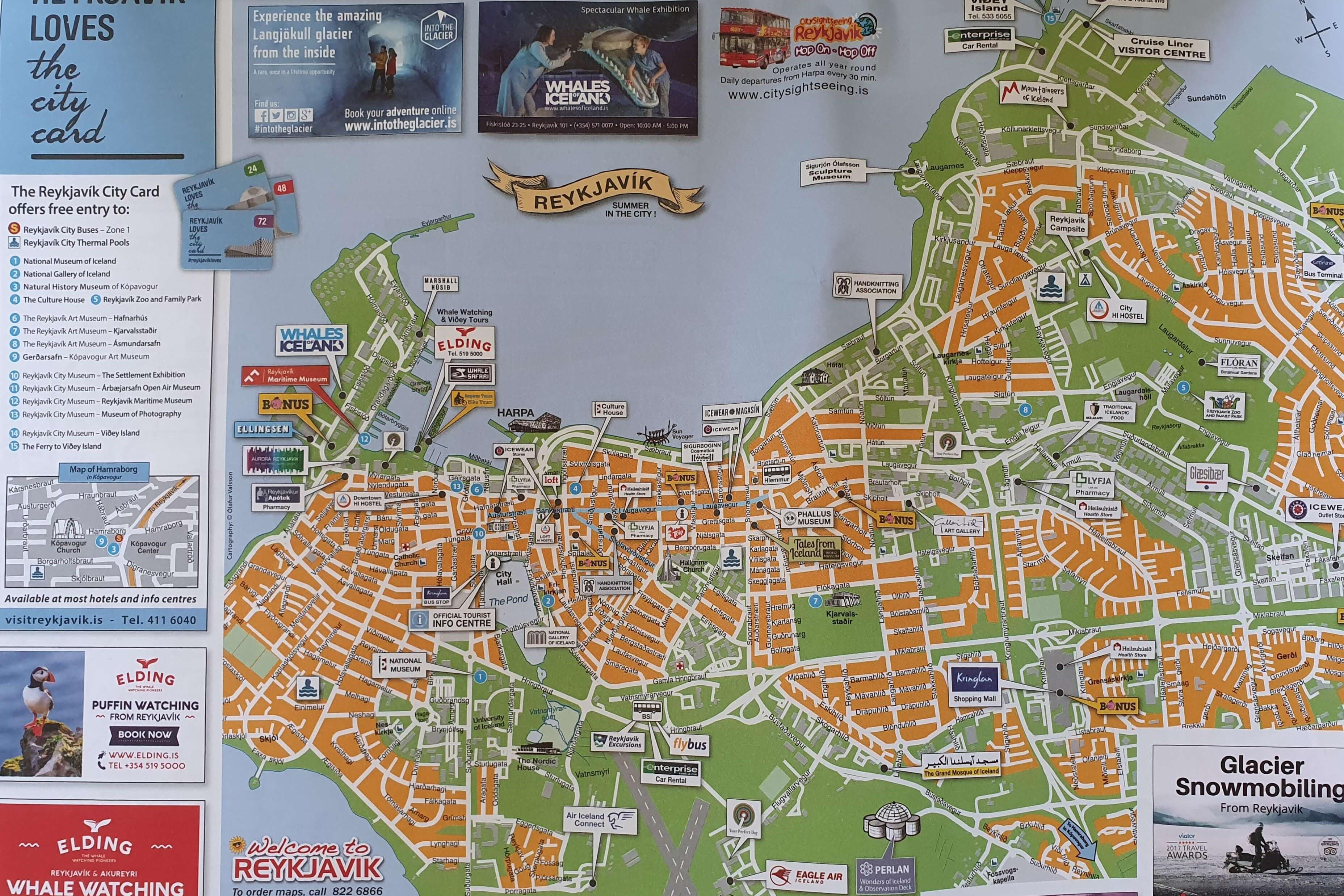 Mapa de Reykjavík, capital de Islandia