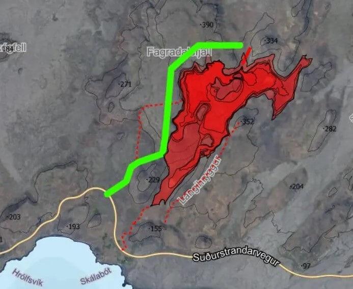 map of the eruption site Iceland