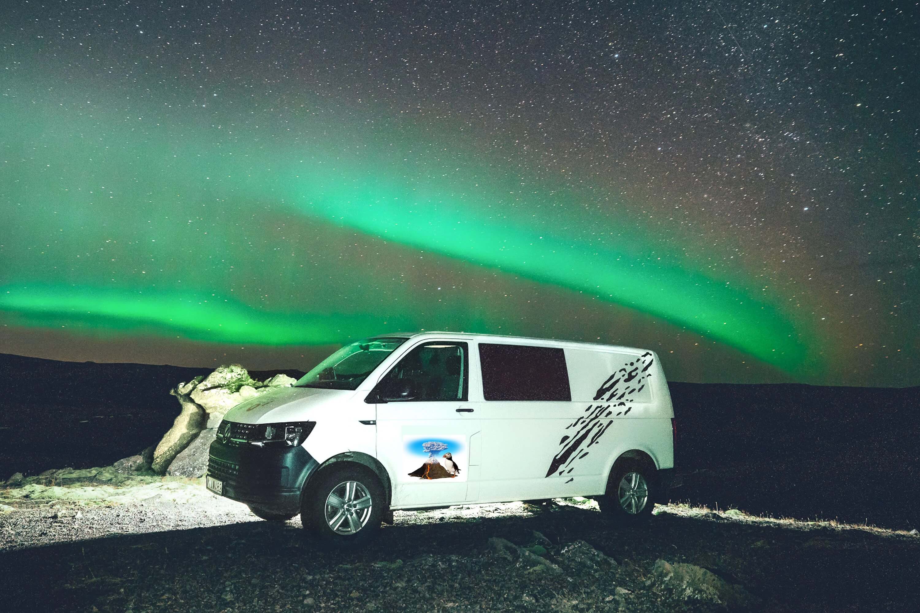 auroras en Islandia en furgoneta