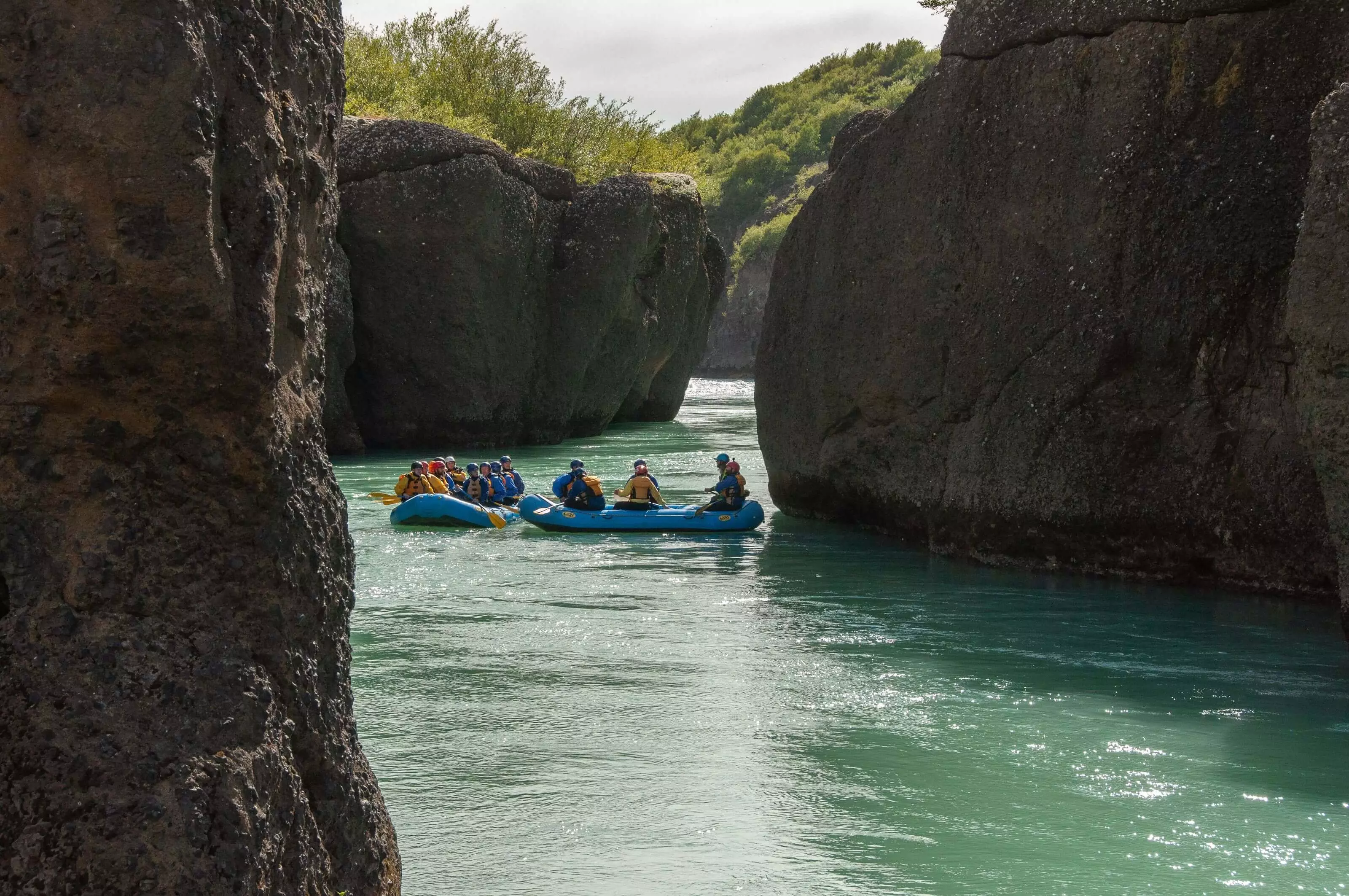Rafting in the Gullfoss Canyon, Hvitá river Rafting in the calm waters of Hvitá river