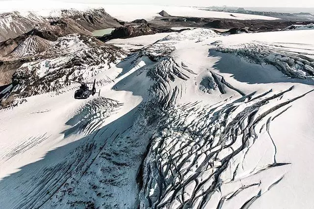 Glaciar desde helicóptero