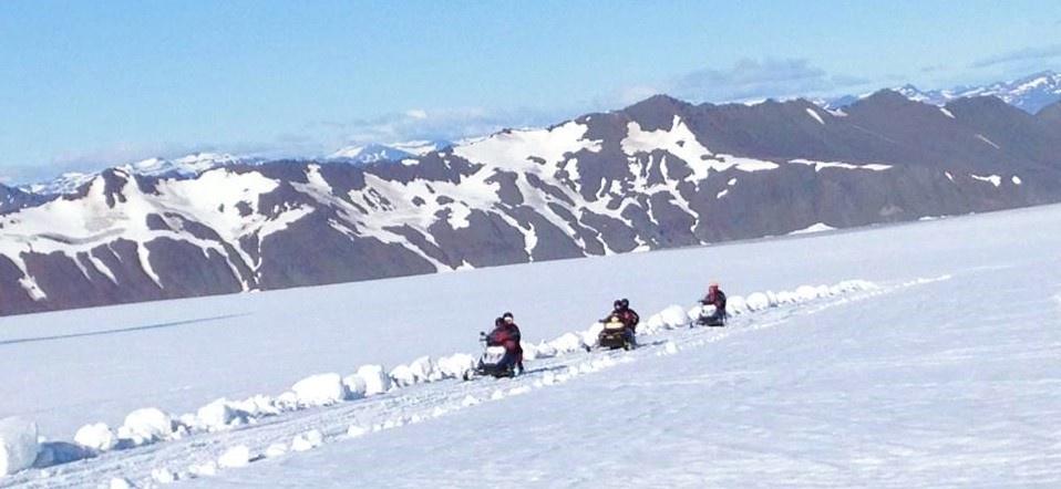 Snowmobile on the largest glacier